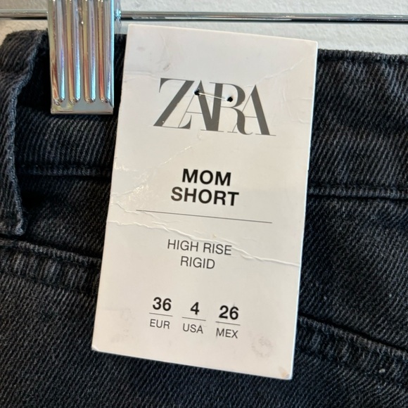 ZARA Sz 4 Button Fly Denim Longer Inseam High Rise Mom Jeans Shorts NEW WITH TAG - Picture 3 of 10